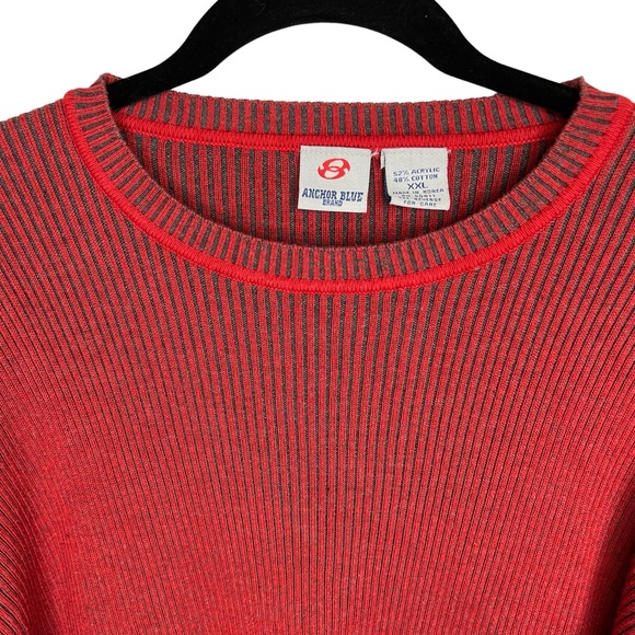 90s Vintage Anchor Blue Red Grey Sweater XXL - Picture 2 of 7